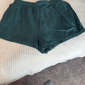 DAVI & DANI High Waist Green Shorts with Elastic Waistband